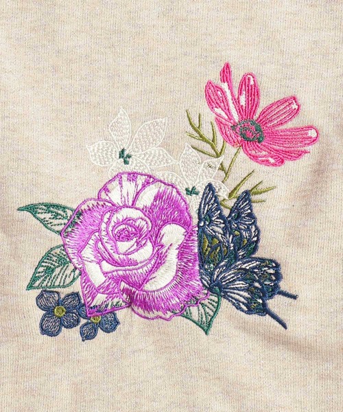 iS ScoLar（イズスカラー）の「543237：花と蝶の刺繍 ラメ裏毛カーディガン（カーディガン/ボレロ・レディース・ピンク/ベージュ/ブラック・M）」の14枚目の写真