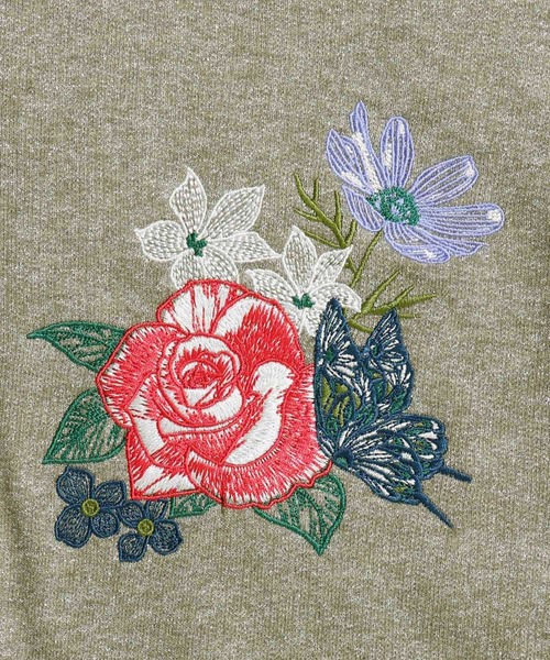 iS ScoLar（イズスカラー）の「543237：花と蝶の刺繍 ラメ裏毛カーディガン（カーディガン/ボレロ・レディース・ピンク/ベージュ/ブラック・M）」の16枚目の写真