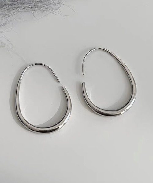 セール】ドロップ ライン ミニマル フープ ピアス（ピアス（両耳