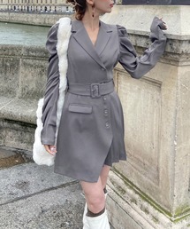 ROYAL PARTY（ロイヤルパーティー）の「パフスリーブ長袖ジャケットプリーツミニワンピース（ワンピース）」
