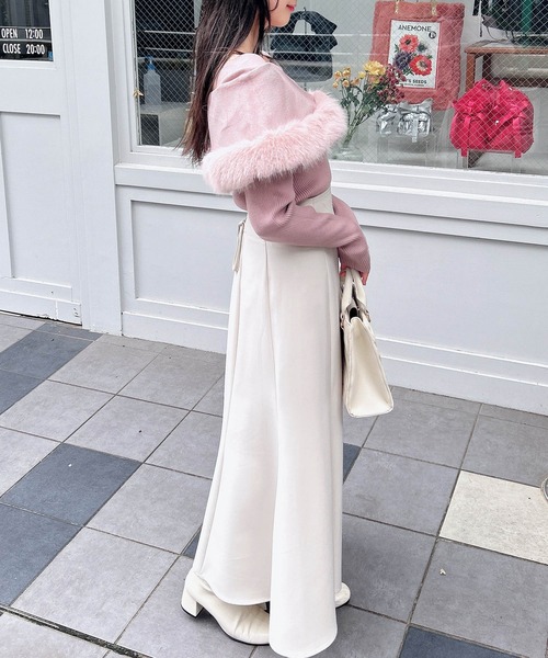 INGNI（イング）の「ファー付ケープニット（ニット/セーター・レディース・ピンク/グレー/ブラック/アイボリー・M）」の12枚目の写真