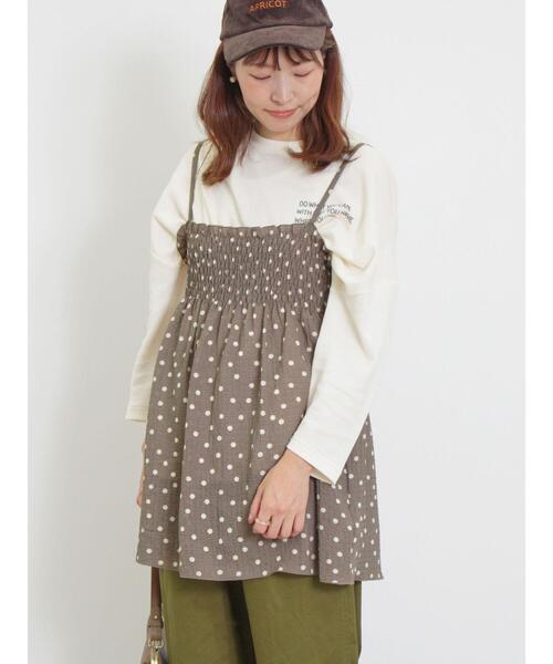 Samansa Mos2(サマンサ モスモス)の「◎シャーリングキャミチュニック(チュニック・レディース・ブラック/モカ/キナリ・F)」の3枚目の写真