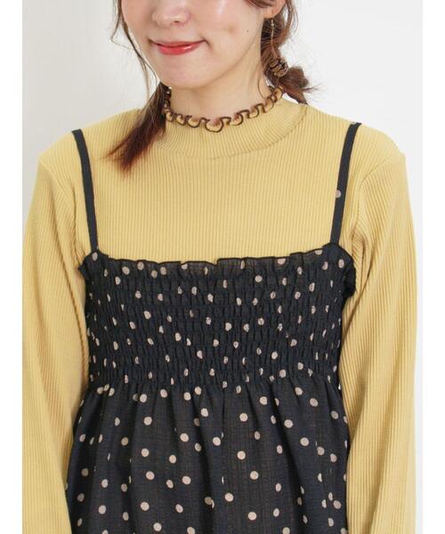 Samansa Mos2(サマンサ モスモス)の「◎シャーリングキャミチュニック(チュニック・レディース・ブラック/モカ/キナリ・F)」の4枚目の写真