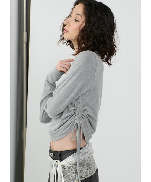 Adoon plain(アドーンプレーン)の「メタリックドロストトップス(Tシャツ/カットソー・レディース・ライトグレー/レッド/ブラック・FREE)」の9枚目の写真
