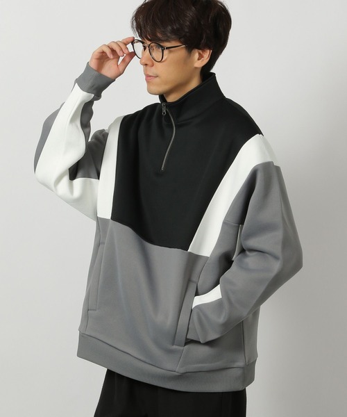 激レア ロゴ入総柄ハーフジップジャケット超入手困難 セール】切替ハーフZIPプルオーバー / 147405（スウェット）｜LAKOLE