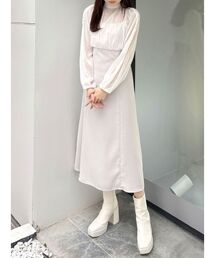 MERCURYDUO | シアーブラウスドッキングフレアワンピース(ワンピース)