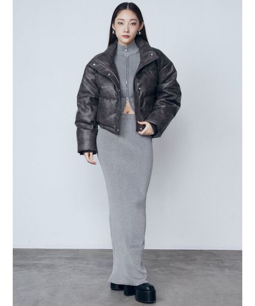 EMODA（エモダ）の「ウォッシュリブマキシスカート（スカート・レディース・ブルー/シルバー/ブラック/ベージュ・FREE）」の5枚目の写真