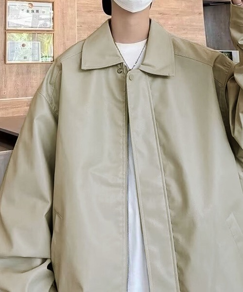 NOWLE（ノウル）の「【NOWLE】ジップアップ 合皮 ジャケット（ブルゾン・メンズ・オフホワイト/ブラウン/ブラック・LARGE/X-LARGE/MEDIUM）」の4枚目の写真