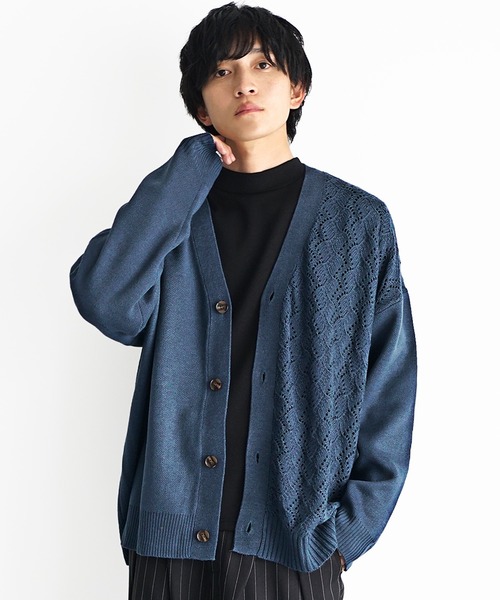 MinoriTY（マイノリティ）の「【MinoriTY】アシンメトリーレースカーディガン（カーディガン/ボレロ・メンズ・ブルーグリーン/チャコール/ワインレッド・S/M/L）」の3枚目の写真