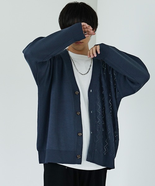 MinoriTY（マイノリティ）の「【MinoriTY】アシンメトリーレースカーディガン（カーディガン/ボレロ・メンズ・ブルーグリーン/チャコール/ワインレッド・S/M/L）」の9枚目の写真