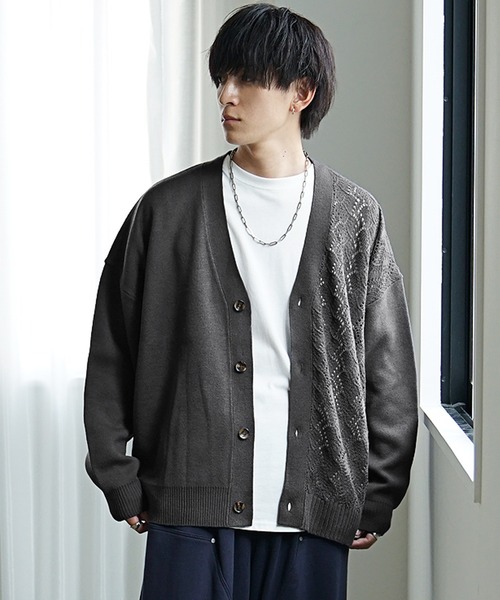 MinoriTY（マイノリティ）の「【MinoriTY】アシンメトリーレースカーディガン（カーディガン/ボレロ・メンズ・ブルーグリーン/チャコール/ワインレッド・S/M/L）」の12枚目の写真