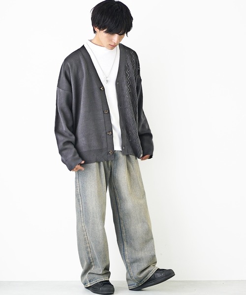 MinoriTY（マイノリティ）の「【MinoriTY】アシンメトリーレースカーディガン（カーディガン/ボレロ・メンズ・ブルーグリーン/チャコール/ワインレッド・S/M/L）」の21枚目の写真