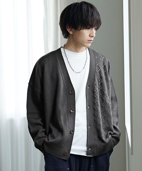 MinoriTY（マイノリティ）の「【MinoriTY】アシンメトリーレースカーディガン（カーディガン/ボレロ・メンズ・ブルーグリーン/チャコール/ワインレッド・S/M/L）」の16枚目の写真