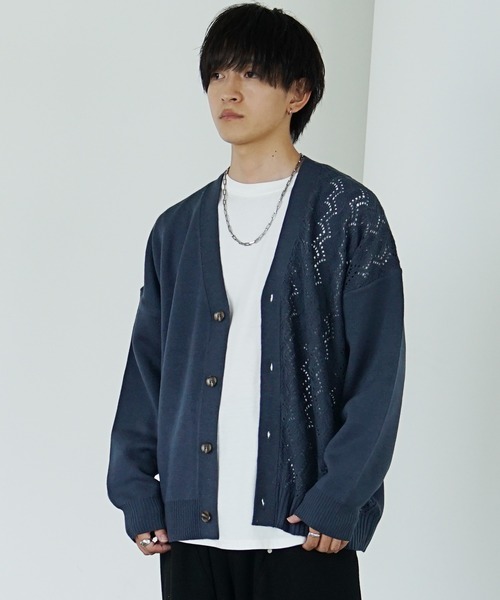 MinoriTY（マイノリティ）の「【MinoriTY】アシンメトリーレースカーディガン（カーディガン/ボレロ・メンズ・ブルーグリーン/チャコール/ワインレッド・S/M/L）」の15枚目の写真