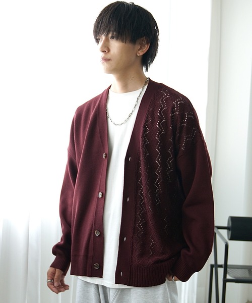 MinoriTY（マイノリティ）の「【MinoriTY】アシンメトリーレースカーディガン（カーディガン/ボレロ・メンズ・ブルーグリーン/チャコール/ワインレッド・S/M/L）」の14枚目の写真