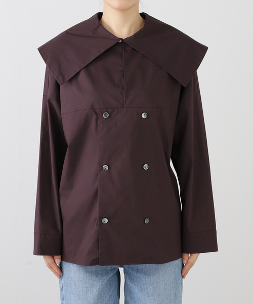 MIOSMOKEY（MIOSMOKEY）の「MIOSMOKEY SAILOR SHIRT 242ST001：シャツ（シャツ/ブラウス・レディース・パープル・MEDIUM）」の18枚目の写真