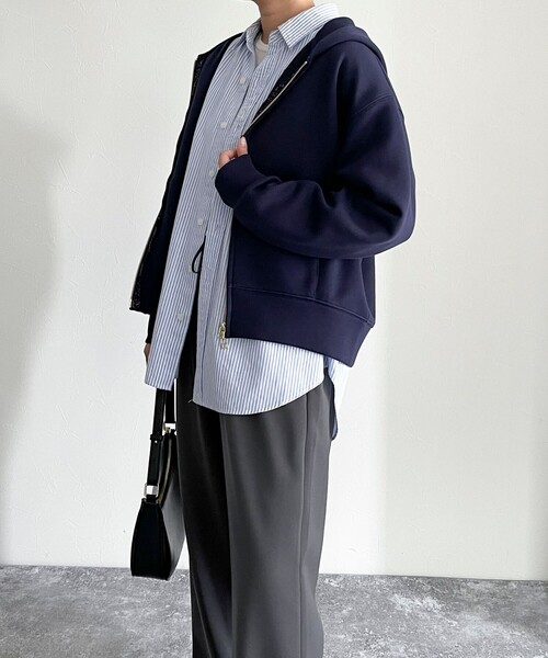 fredy emue（フレディエミュ）の「ダンボールフードZIPスウェットブルゾン（スウェット・レディース・ネイビー/ブラウン/グレー/アイボリー・38）」の9枚目の写真