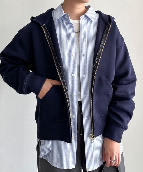 fredy emue（フレディエミュ）の「ダンボールフードZIPスウェットブルゾン（スウェット・レディース・ネイビー/ブラウン/グレー/アイボリー・38）」の12枚目の写真