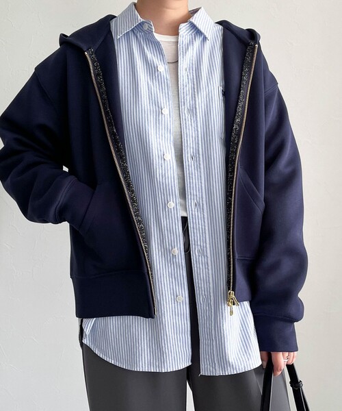 fredy emue（フレディエミュ）の「ダンボールフードZIPスウェットブルゾン（スウェット・レディース・ネイビー/ブラウン/グレー/アイボリー・38）」の13枚目の写真