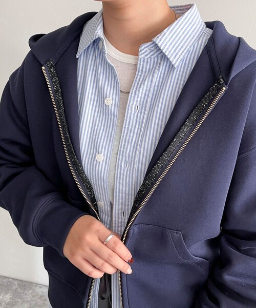 fredy emue（フレディエミュ）の「ダンボールフードZIPスウェットブルゾン（スウェット・レディース・ネイビー/ブラウン/グレー/アイボリー・38）」の14枚目の写真