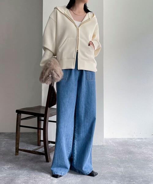 fredy emue（フレディエミュ）の「ダンボールフードZIPスウェットブルゾン（スウェット・レディース・ネイビー/ブラウン/グレー/アイボリー・38）」の15枚目の写真