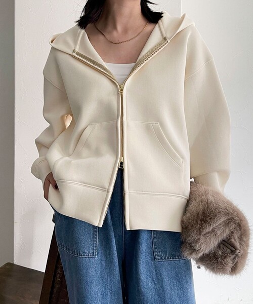 fredy emue（フレディエミュ）の「ダンボールフードZIPスウェットブルゾン（スウェット・レディース・ネイビー/ブラウン/グレー/アイボリー・38）」の20枚目の写真