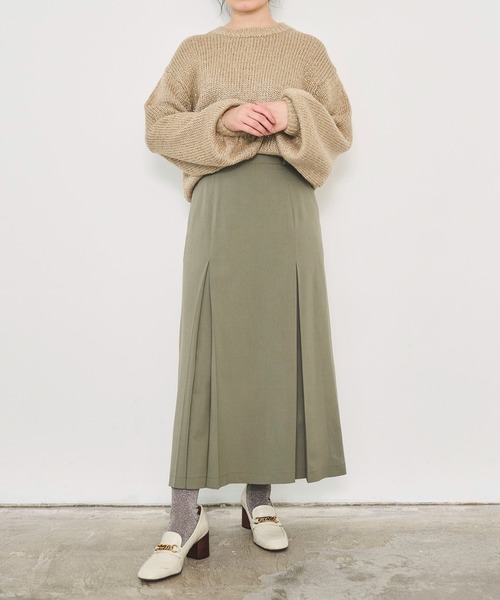 Sirin(シリン)の「≪セットアップ可≫ スリムトラぺーズロングスカート【2サイズ展開】(スカート・レディース・ベージュ/チャコールグレー/モスグリーン・SMALL/X-SMALL)」の14枚目の写真