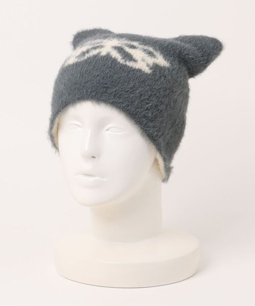 BARELY BLUE（ベアリーブルー）の「【 BARELY BLUE / ベアリーブルー 】 猫耳 バタフライ ニット帽/ビーニー（ニットキャップ/ビーニー・レディース・ブラック/グレー/エメラルド/ブルーグレー・FREE）」の9枚目の写真