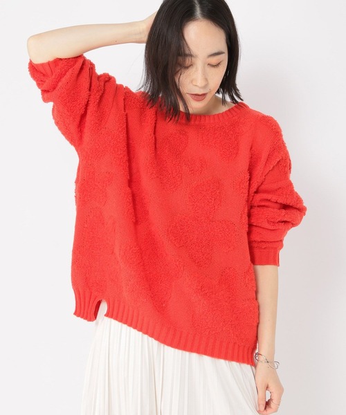 studio CLIP（スタディオクリップ）の「5ゲージパイルジャガードプルオーバー（ニット/セーター・レディース・ブルー/レッド/ライトグレー・FREE）」の3枚目の写真