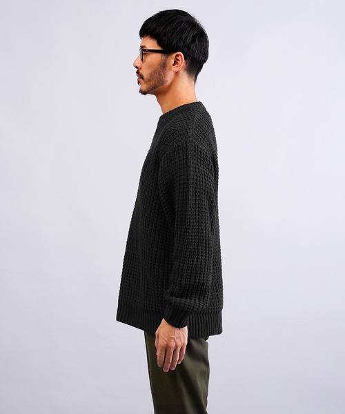 jiggys shop(ジギーズショップ)の「ビッグワッフル編みクルーニットセーター(ニット/セーター・メンズ・グレー/ブラック/キャメル/オレンジ・MEDIUM/LARGE/X-LARGE)」の17枚目の写真