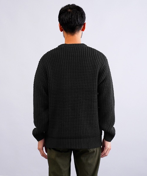 jiggys shop(ジギーズショップ)の「ビッグワッフル編みクルーニットセーター(ニット/セーター・メンズ・グレー/ブラック/キャメル/オレンジ・MEDIUM/LARGE/X-LARGE)」の18枚目の写真