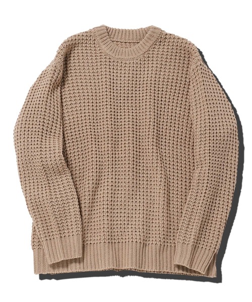 jiggys shop(ジギーズショップ)の「ビッグワッフル編みクルーニットセーター(ニット/セーター・メンズ・グレー/ブラック/キャメル/オレンジ・MEDIUM/LARGE/X-LARGE)」の12枚目の写真