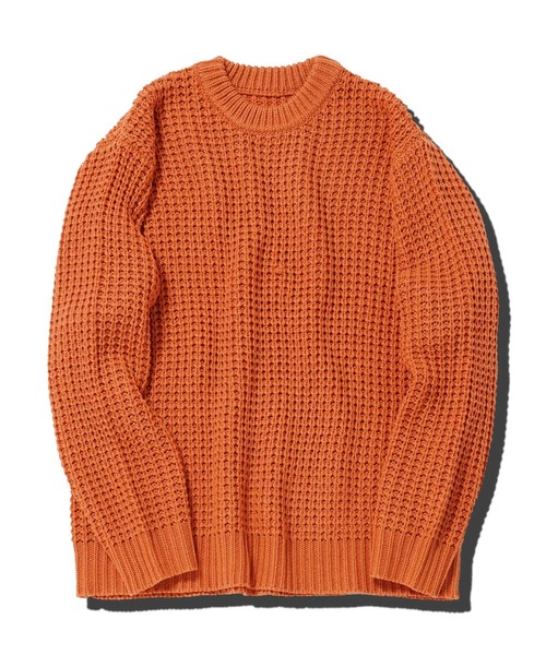 jiggys shop(ジギーズショップ)の「ビッグワッフル編みクルーニットセーター(ニット/セーター・メンズ・グレー/ブラック/キャメル/オレンジ・MEDIUM/LARGE/X-LARGE)」の14枚目の写真