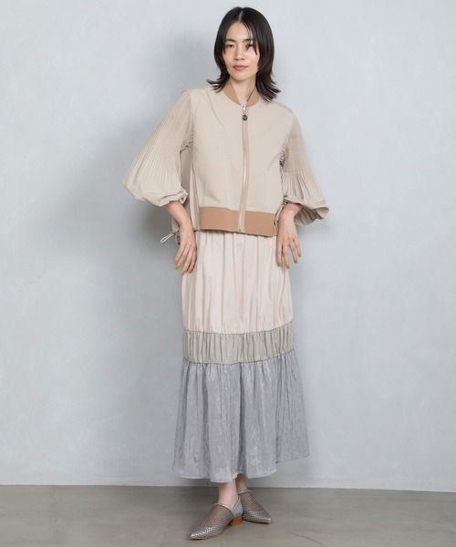 MARECHAL TERRE（マルシャルテル）の「袖プリーツブルゾン（ブルゾン・レディース・ブラック/アイボリー/ベージュ/グレー・MEDIUM）」の9枚目の写真