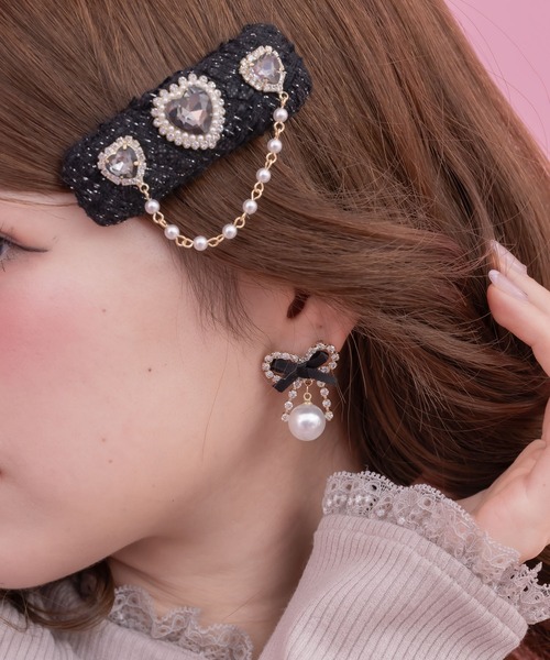 ❤︎ヘアピン❤︎ ツイードハートヘアピン（ヘアピン）｜couture BY ROJITA