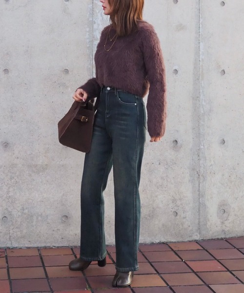 LAULEN（ローレン）の「fleece lining high waist denim /裏起毛ハイウエストストレッチストレートデニムパンツ（デニムパンツ・レディース・ダークブルー/ライトブルー/ブルー・XS/S/M/L）」の7枚目の写真