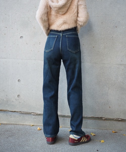 LAULEN（ローレン）の「fleece lining high waist denim /裏起毛ハイウエストストレッチストレートデニムパンツ（デニムパンツ・レディース・ダークブルー/ライトブルー/ブルー・XS/S/M/L）」の12枚目の写真