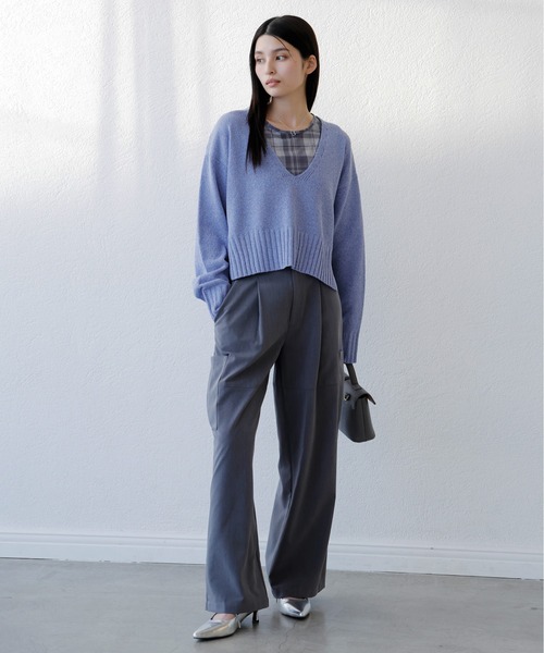 VIS（ビス）の「クルーネックインナートップス（レース・チェック・ラメ・シアー）（Tシャツ/カットソー・レディース・オフホワイト/ブラウン系その他2/ブラック/グレー系その他/ホワイト系その他/ミント/ブラック系その他/シルバー・FREE）」の19枚目の写真