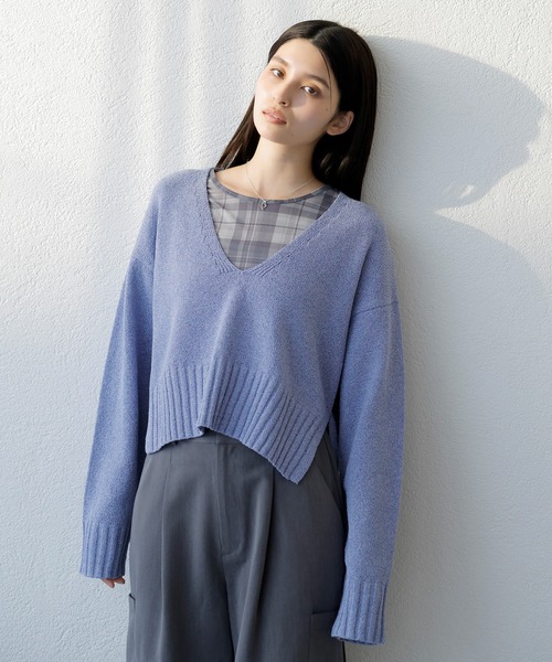 VIS（ビス）の「クルーネックインナートップス（レース・チェック・ラメ・シアー）（Tシャツ/カットソー・レディース・オフホワイト/ブラウン系その他2/ブラック/グレー系その他/ホワイト系その他/ミント/ブラック系その他/シルバー・FREE）」の18枚目の写真