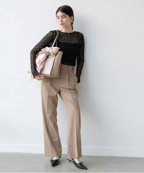 VIS（ビス）の「クルーネックインナートップス（レース・チェック・ラメ・シアー）（Tシャツ/カットソー・レディース・オフホワイト/ブラウン系その他2/ブラック/グレー系その他/ホワイト系その他/ミント/ブラック系その他/シルバー・FREE）」の16枚目の写真