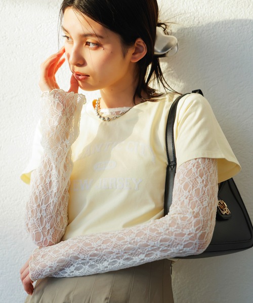 VIS（ビス）の「クルーネックインナートップス（レース・チェック・ラメ・シアー）（Tシャツ/カットソー・レディース・オフホワイト/ブラウン系その他2/ブラック/グレー系その他/ホワイト系その他/ミント/ブラック系その他/シルバー・FREE）」の11枚目の写真