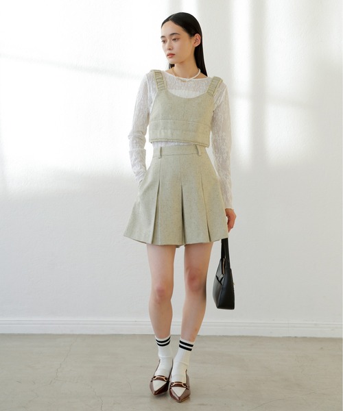 VIS（ビス）の「クルーネックインナートップス（レース・チェック・ラメ・シアー）（Tシャツ/カットソー・レディース・オフホワイト/ブラウン系その他2/ブラック/グレー系その他/ホワイト系その他/ミント/ブラック系その他/シルバー・FREE）」の9枚目の写真