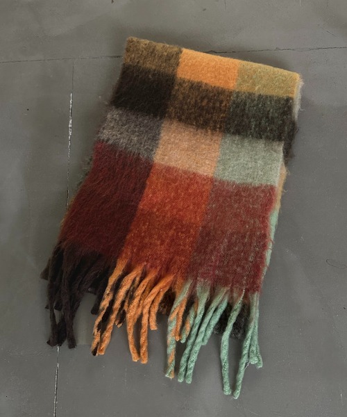 apres jour mignon(アプレジュールミニョン)の「【apresjour mignon×ARIAZ】カラーチェックマフラー(ストール/ショール・レディース・ピンク系その他/オレンジ系その他/ホワイト系その他2・ONESIZE)」の6枚目の写真