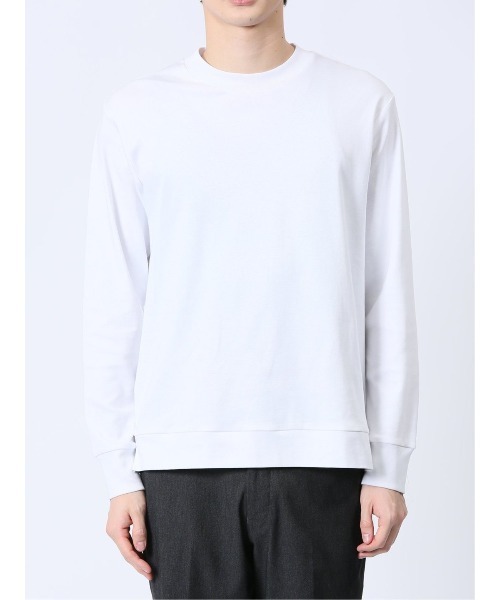 m.f.editorial（エムエフエディトリアル）の「【ウォッシャブル】m.f.エディトリアル メンズ 【DRESS T-SHIRT】綿ストレッチ スロープネック長袖Tシャツ（Tシャツ/カットソー・メンズ・ホワイト/グレー系その他2・LARGE/X-LARGE/MEDIUM）」の6枚目の写真