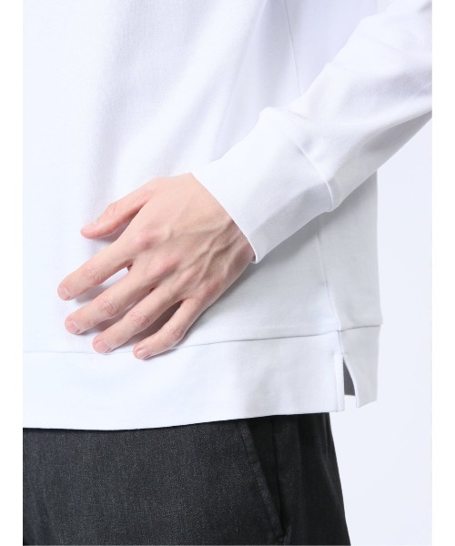 m.f.editorial（エムエフエディトリアル）の「【ウォッシャブル】m.f.エディトリアル メンズ 【DRESS T-SHIRT】綿ストレッチ スロープネック長袖Tシャツ（Tシャツ/カットソー・メンズ・ホワイト/グレー系その他2・LARGE/X-LARGE/MEDIUM）」の10枚目の写真