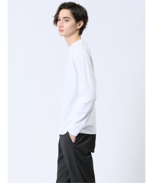 m.f.editorial（エムエフエディトリアル）の「【ウォッシャブル】m.f.エディトリアル メンズ 【DRESS T-SHIRT】綿ストレッチ スロープネック長袖Tシャツ（Tシャツ/カットソー・メンズ・ホワイト/グレー系その他2・LARGE/X-LARGE/MEDIUM）」の11枚目の写真