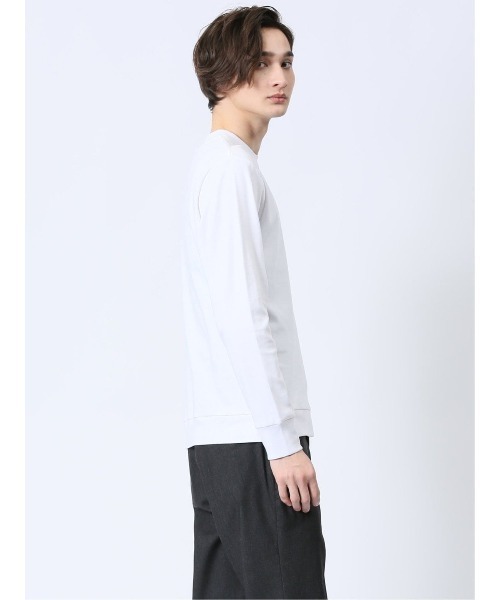 m.f.editorial（エムエフエディトリアル）の「【ウォッシャブル】m.f.エディトリアル メンズ 【DRESS T-SHIRT】綿ストレッチ スロープネック長袖Tシャツ（Tシャツ/カットソー・メンズ・ホワイト/グレー系その他2・LARGE/X-LARGE/MEDIUM）」の13枚目の写真