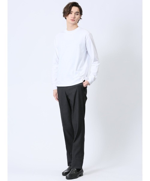 m.f.editorial（エムエフエディトリアル）の「【ウォッシャブル】m.f.エディトリアル メンズ 【DRESS T-SHIRT】綿ストレッチ スロープネック長袖Tシャツ（Tシャツ/カットソー・メンズ・ホワイト/グレー系その他2・LARGE/X-LARGE/MEDIUM）」の14枚目の写真