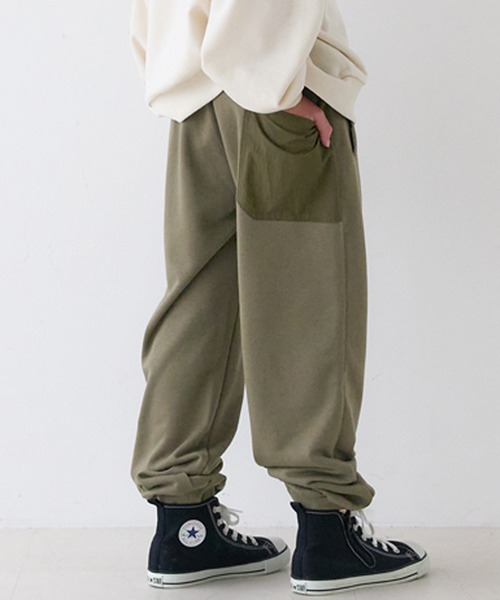 セール】キッズ 異素材コンビ裏毛ジョガーパンツ（スウェットパンツ