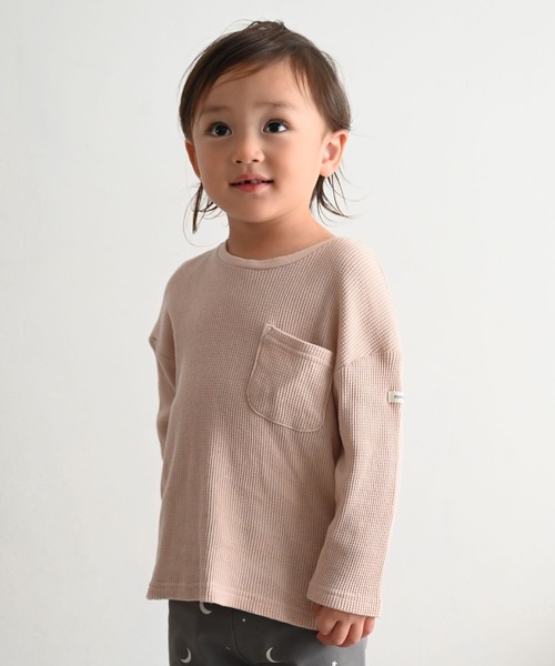 PUPPAPUPO(プッパプーポ)の「長袖 Tシャツ ワッフル(Tシャツ/カットソー・キッズ・ライトカーキ/ベージュ/モカ/アイボリー/ピンクベージュ・130/120/110/100/90/80)」の5枚目の写真